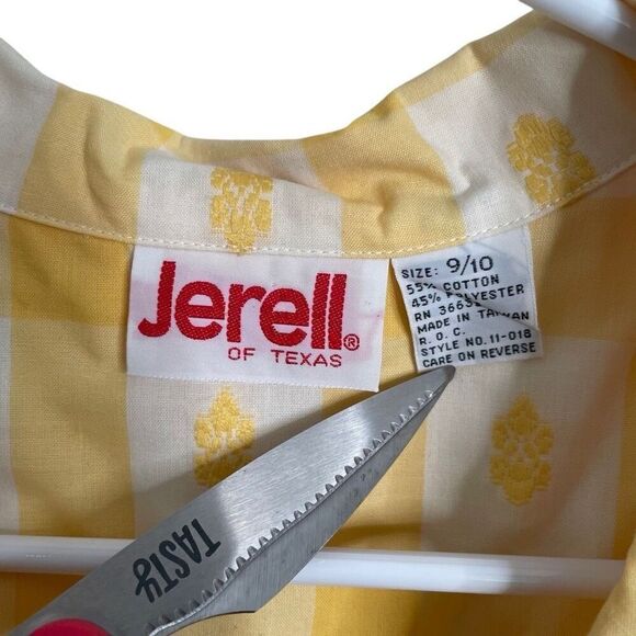 Vtg Jerrell of Texas Womens Midi Dress 9/10 Retro Yellow Checkered Nostalgia - Picture 4 of 10